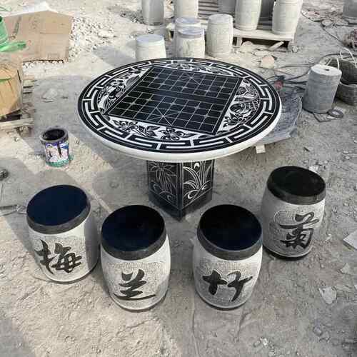 青石石雕石桌石凳庭院花园外石桌室子大用理枫岚厂家石椅圆桌子家