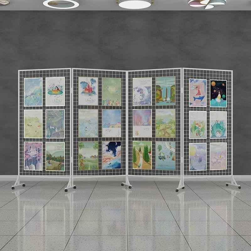 工业风铁丝网装饰网铁屏隔断艺画展10022841风格展示架折叠网架可