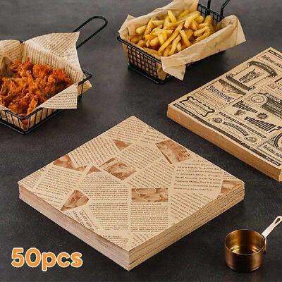 50Pcs Oil-Proof Wax Paper Food Wrapper Paper Bread Sandwich