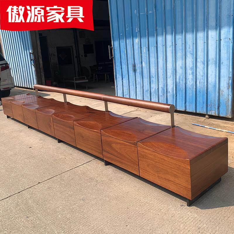 定制实木公园椅高档小区休息长椅商业街异性座椅别墅庭院休闲坐凳