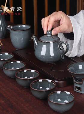 王武青瓷哥窑功夫茶具套组家用2025新款泡茶具茶壶茶杯整套礼品盒