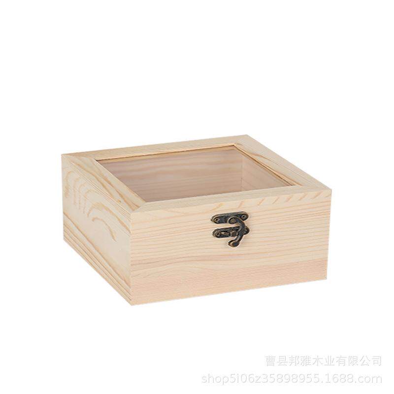 实木永生花木盒定制玫瑰花盒子玻璃盖透明多肉盒首饰收纳伴手礼盒