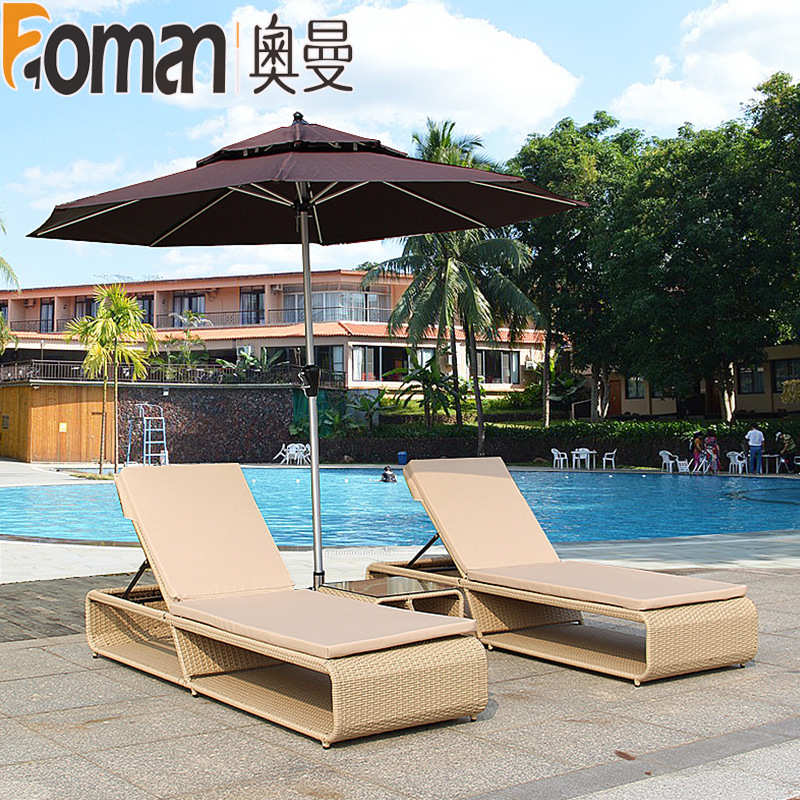 露台躺椅庭院别墅床沙滩椅阳台户外藤编躺床泳池躺藤椅休闲室外