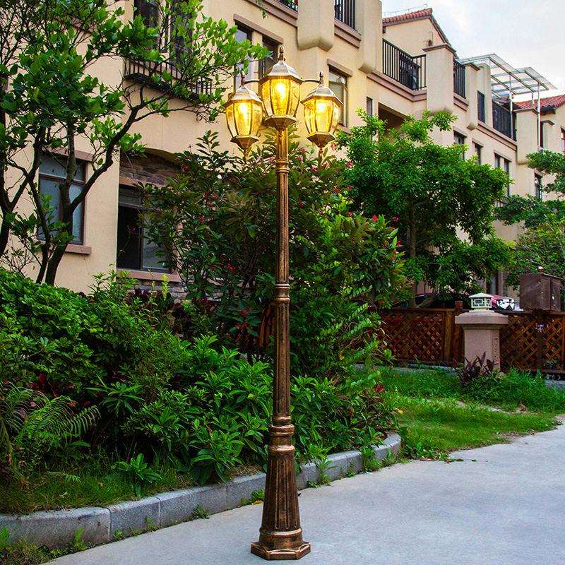 庭院灯户外仿古3米led小区别墅路灯双头欧式灯户外杆灯景观灯具