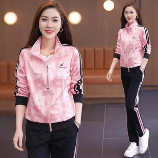 长裤 时印花运动套装 服尚妈妈长袖 35100新款 休跑闲步服三 女春秋28