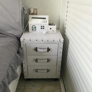 欧式复多古酒店民334宿迷床头柜边皮角你边三抽斗柜角几抽箱柜