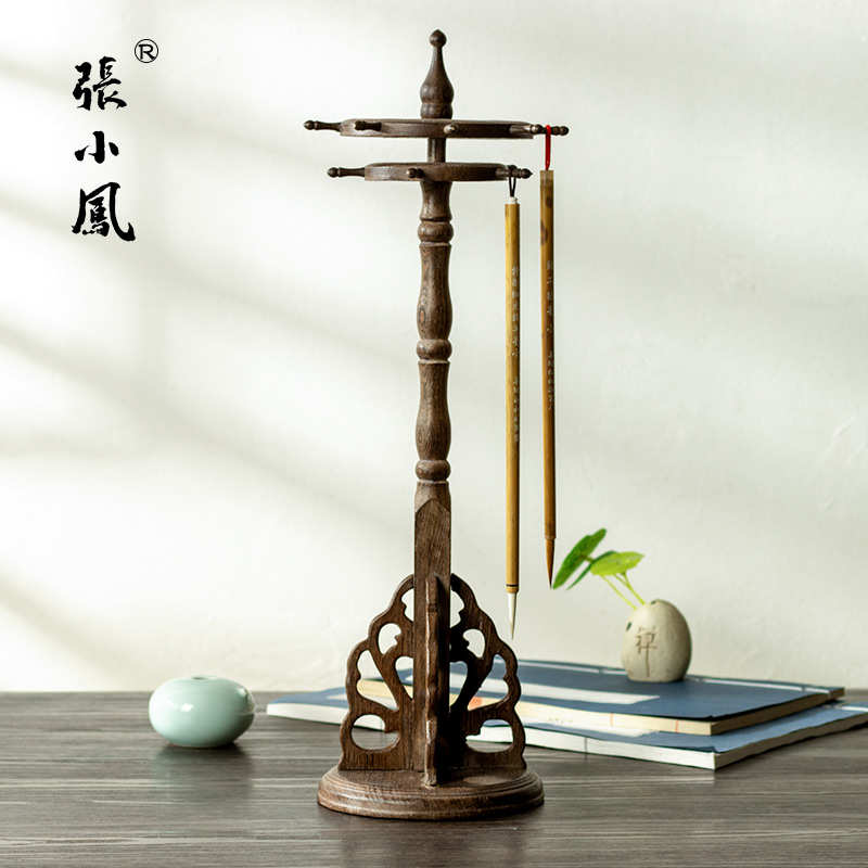 张小凤笔架毛笔挂鸡翅木毛笔架子红木笔挂多功能毛笔架创意摆件笔