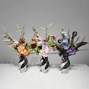 样板房仿真花艺轻奢假花酒店餐桌茶几卫生间洽谈桌面装饰现代摆件