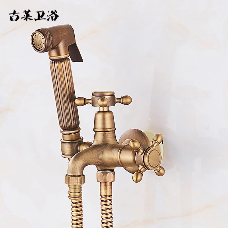 新款直销全铜仿古洗衣机水龙头加长单冷 欧式入墙拖把池4分6分带