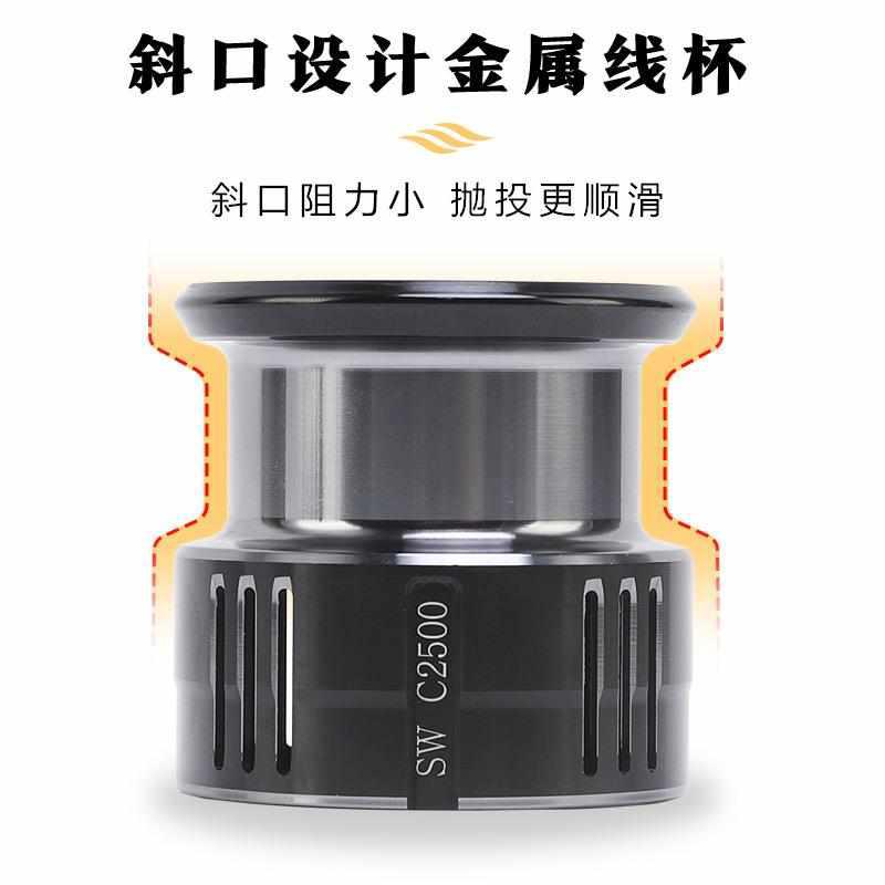 比灵斯路亚卸力纺车轮专用超轻渔轮全金属远投斜口浅线杯筏钓鱼轮