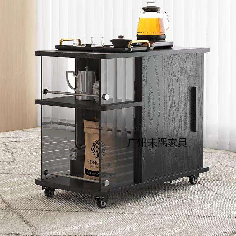 移动茶台多功能茶桌边几小柜子储物柜客厅实木茶水柜咖啡休闲边柜