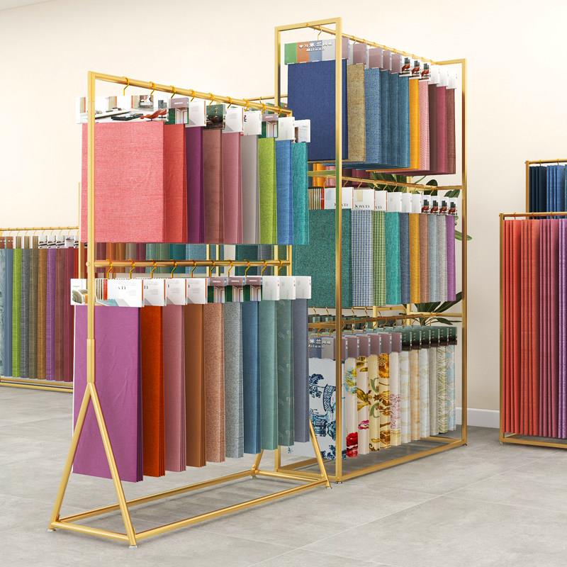 家纺布艺陈列架可移动挂样展会样品落地式架子铁艺窗帘吊卡展示架