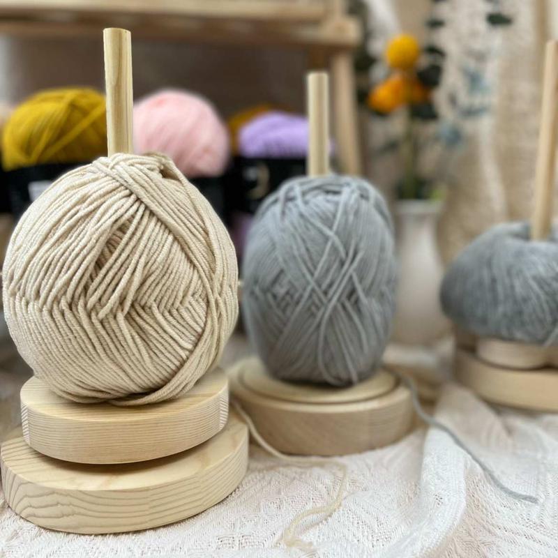 家用绕线毛线轴 可转动旋转针织线团手工编织工具 底座实木轴架