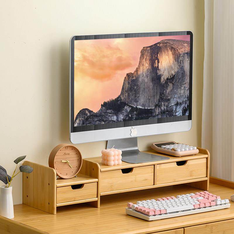 电脑萤幕增高架办公室桌面收纳盒置物架子台式屏幕底座支架擡高