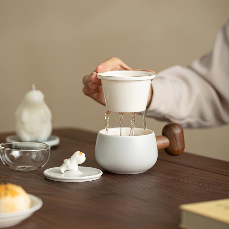 中秋送礼好物瑞兔奔月茶咖杯陶瓷杯办公杯带盖过滤泡茶杯熏香蜡烛