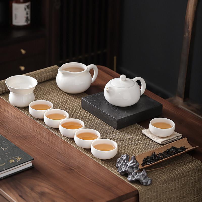 手工原矿羊脂玉白瓷西施壶套装陶瓷家用整套功夫茶具套组德化白瓷