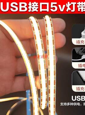 USB接头5v低压cob灯带8mm床边电视机气氛灯条背景墙自粘背光柜子A