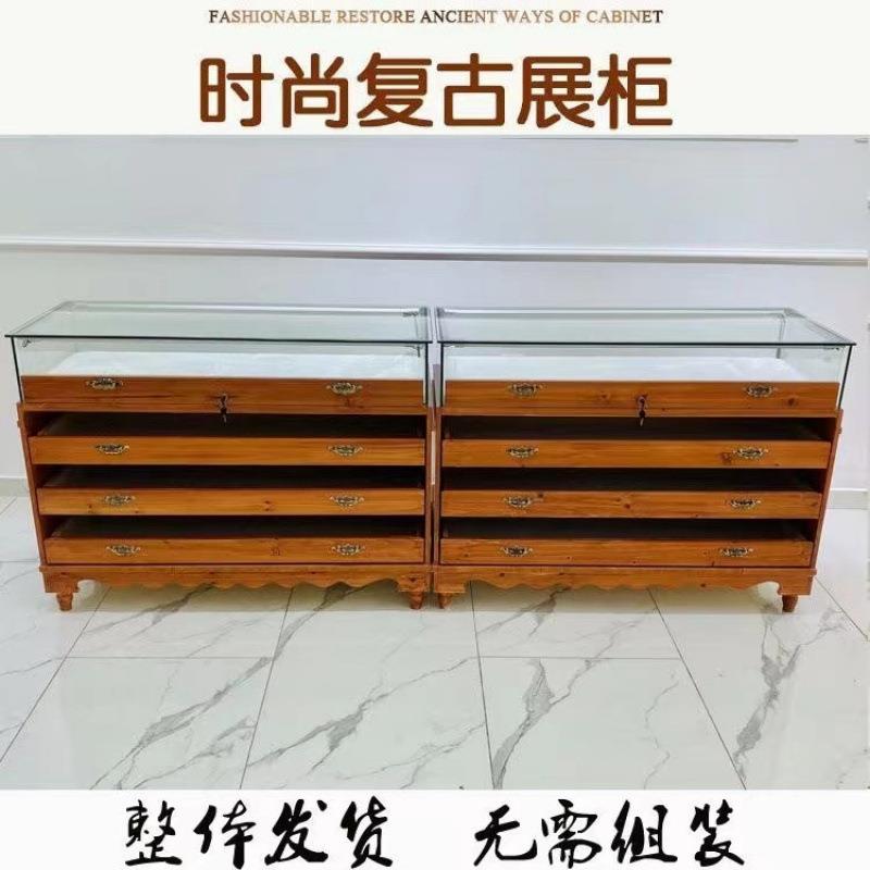 实木珠宝玻璃展示柜多层首饰饰品柜商场柜古展柜商用陈列柜子