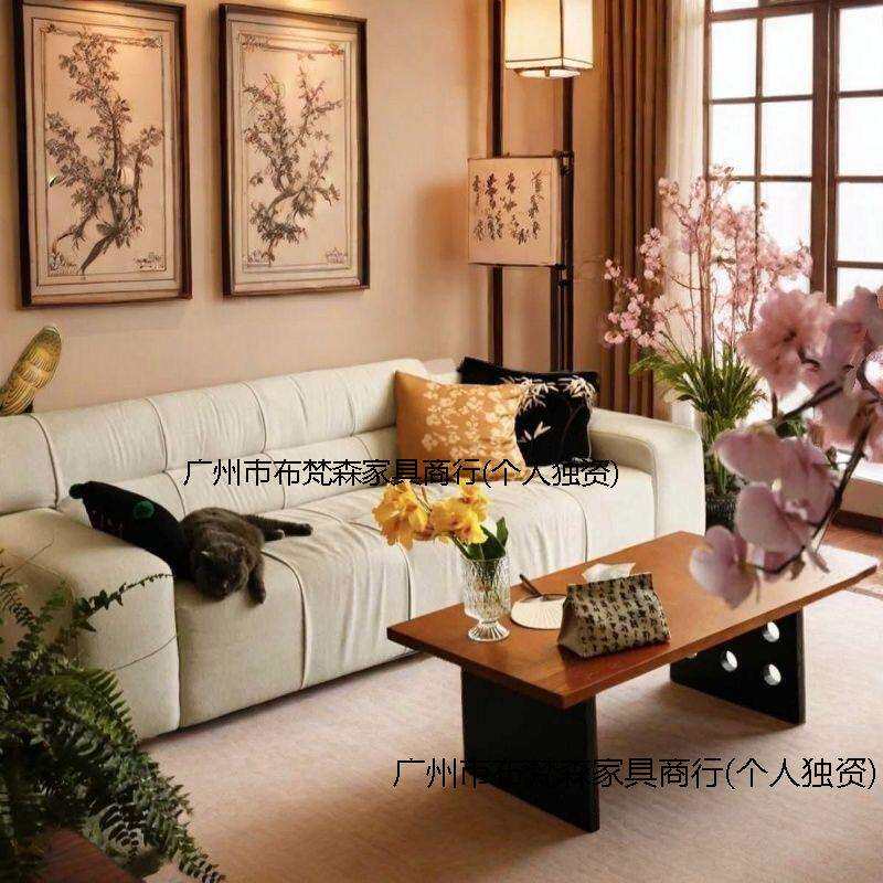 民宿实木北欧原木中古茶几客厅家用简约茶台办公桌一体泡茶组合