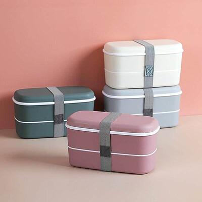2Layer Lunch Box For Kids Portable Outdoor Plastic Bento Box