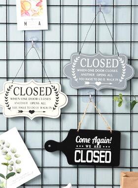 简约店铺营业挂牌OPEN/CLOSED门牌装饰双面英文挂牌创意酒吧吊牌