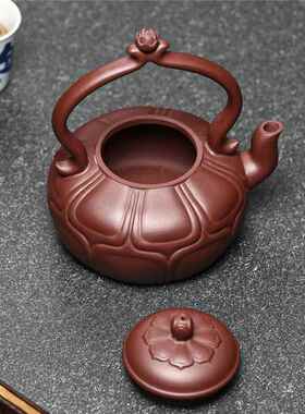 宜兴壶原矿紫泥大容量莲提梁花家紫用手工VYS紫砂茶砂壶茶具