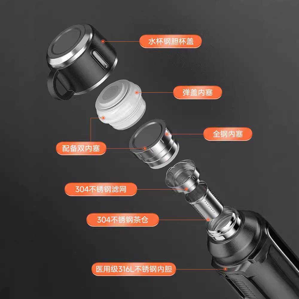 户外家KUV超大容量保壶316水不锈钢用茶分离手柄水壶车载旅行温壶