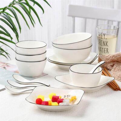 piece set household ceramics dinner bowls plates dish no