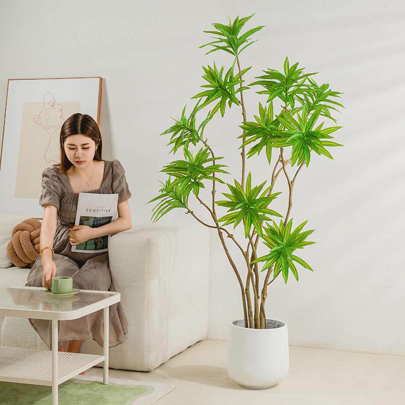 彷真高档花百合竹轻奢绿植彷生植物客厅电视柜落地装饰假盆栽摆件