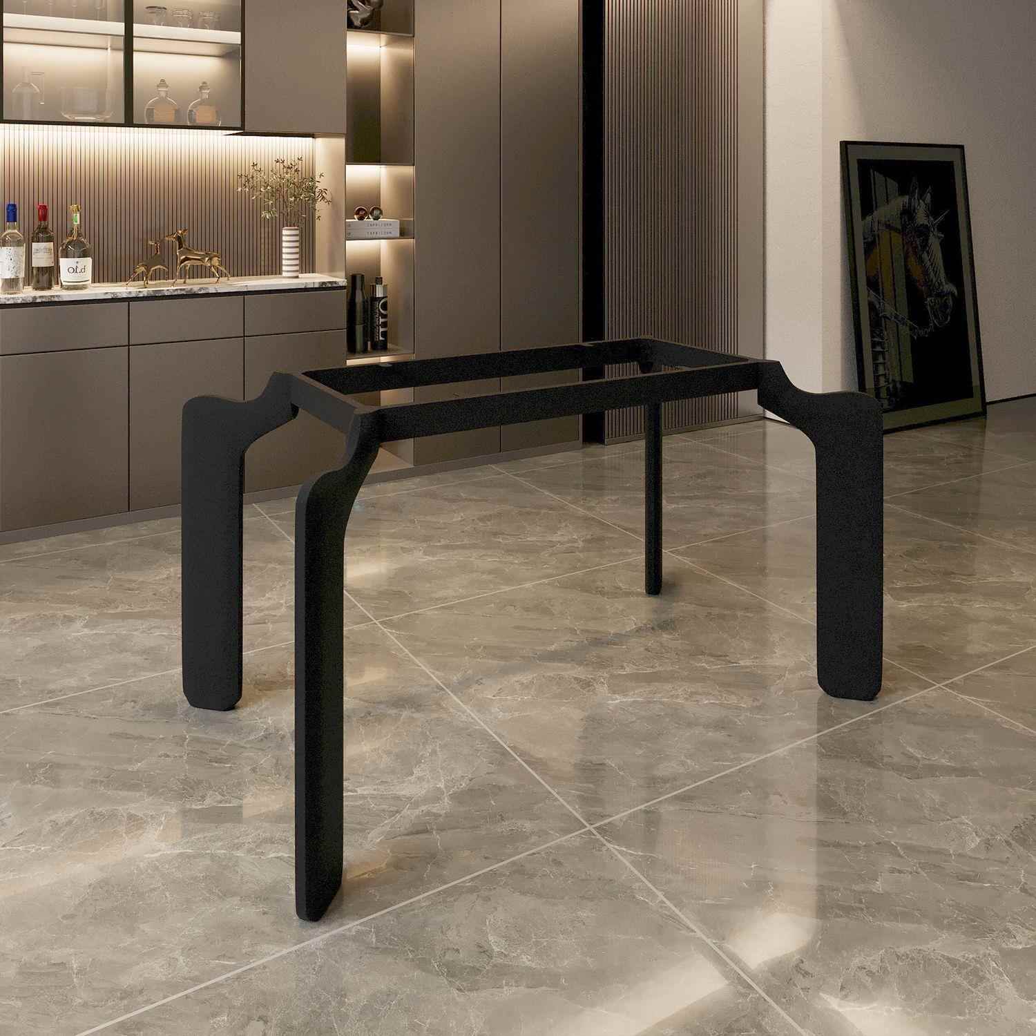 意式岩板餐桌腿支架新款大象腿碳素钢腿桌架实木大理石桌支撑脚