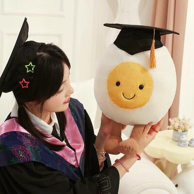 创意毕业礼品毛绒趣味水煮蛋公仔送朋友同学礼物博士帽毕业蛋玩偶