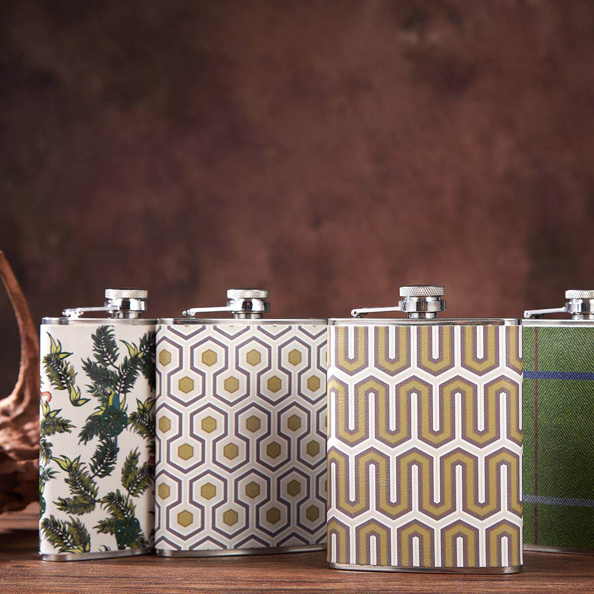 高档加厚304不锈钢酒具套装礼品 半斤装随身酒壶北欧风户外扁酒壶