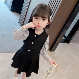 女童长袖连衣裙2022秋装韩版女宝宝，4卫衣裙1-3-5岁女孩公主裙