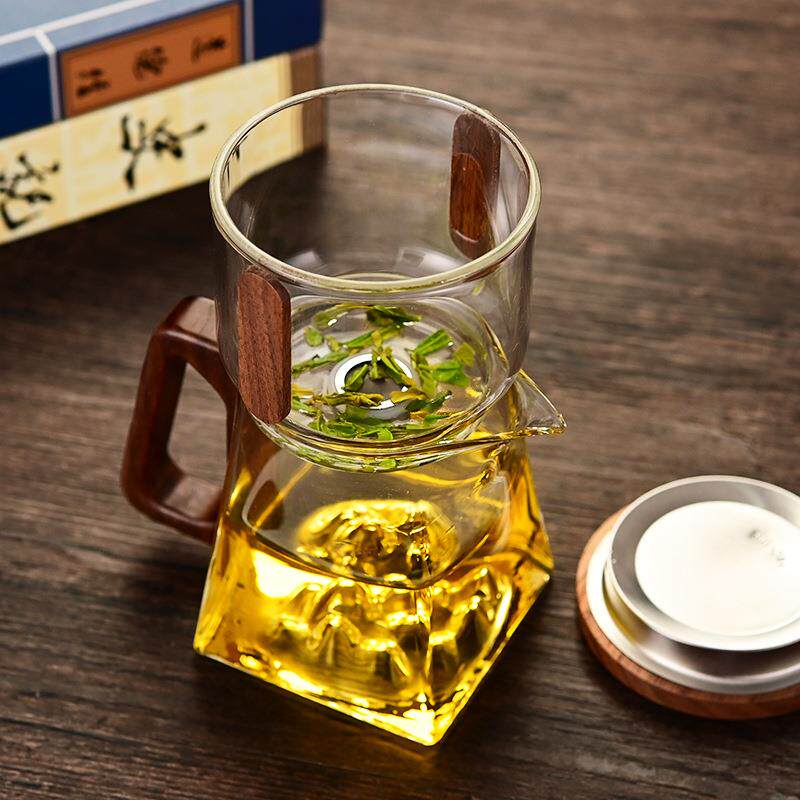 国潮风高硼硅玻璃茶水分离泡茶杯家用过滤透明茶壶高硼硅玻璃茶壶