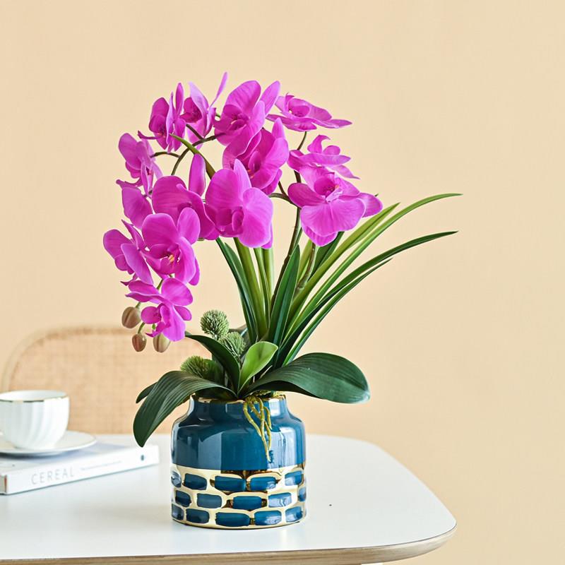 蝴蝶兰仿真花假花摆设客厅餐桌装饰品插花艺高档轻奢高端2024新款