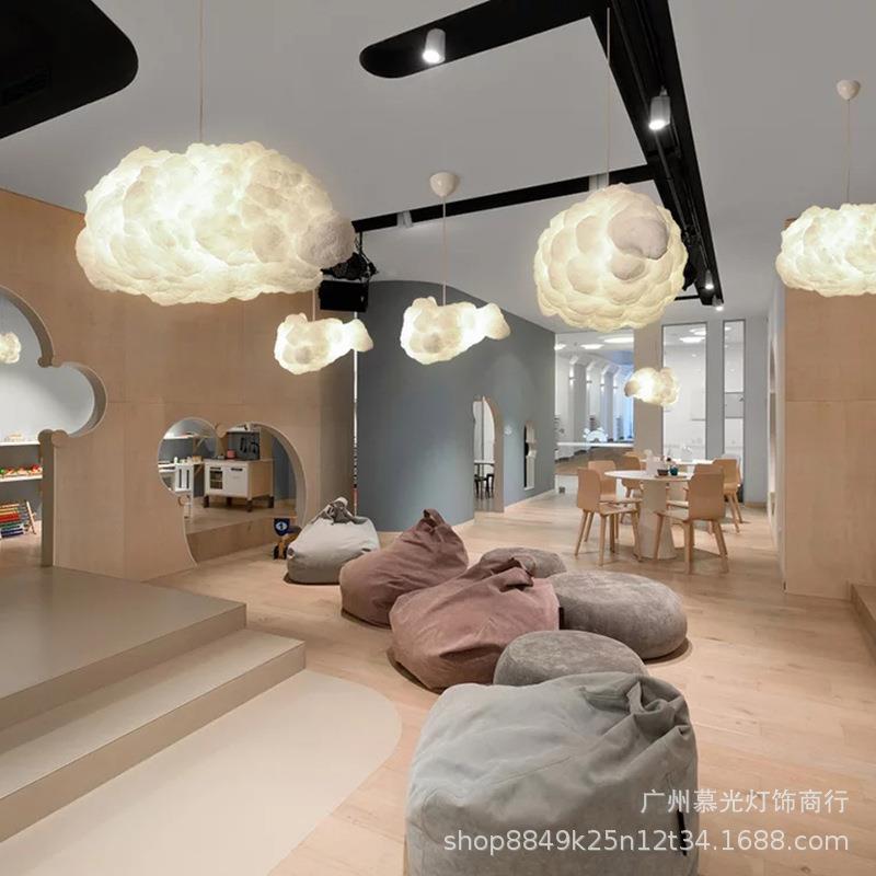 创意个性吊灯服装店云MG6230彩灯卧室房儿童云灯云酒店网红灯棉花