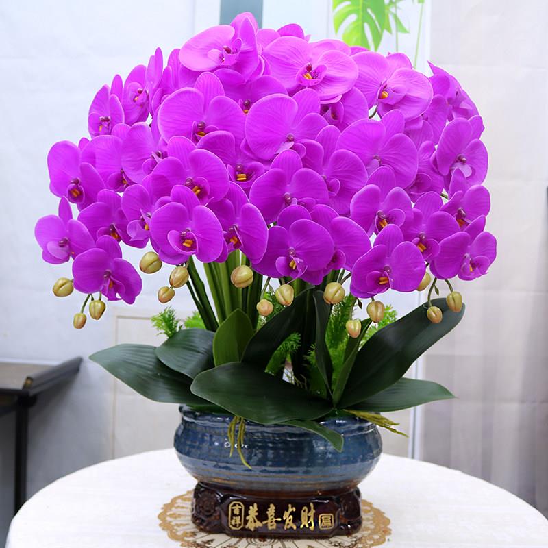 彷真花高档大盆保湿手感蝴蝶兰客厅茶几装饰花电视柜玄关公司摆件