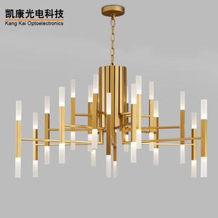 后现代创意个性 大气客厅房间卧室灯样板房吊灯金7字管流星雨吊灯