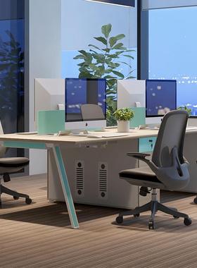 职员桌椅组合电脑桌子办公室员办工卡FX-B1012位公四作六八人现代