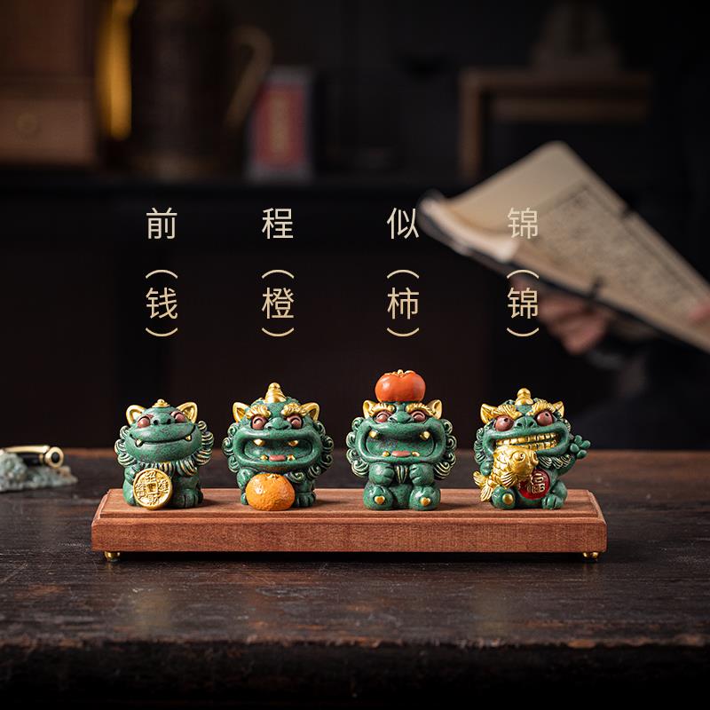 高档国潮物风招财貔貅前程锦似摆件制logo公司定年会礼办公室桌面