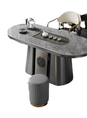 岩板茶桌阳NEM泡台现代款简约小户型家用新椅组奢合茶一体茶几轻