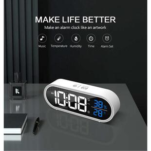2组工作日闹钟充电LED音时钟 可调音量及亮度 温湿计发光镜面桌钟