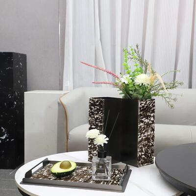 式轻奢马毛金属花器托盘套装装摆欧件客厅1060室卧玄关酒店软家居