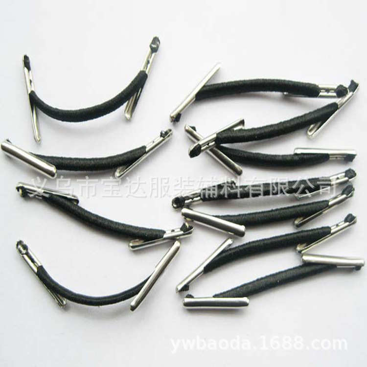 现货供应4cm长穿孔卡头绳黑白倒刺卡扣绳进口松紧倒钩 手套连接绳