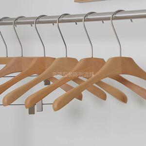 衣架服装店专用女装店高端实木原木色防滑无痕木质定制衣撑子榉木