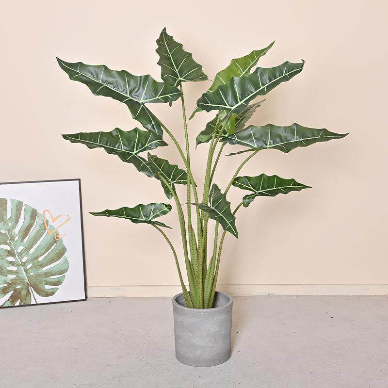 新款仿真萨利安海芋植物家居客厅造景摆件假树海芋盆栽假绿植装饰