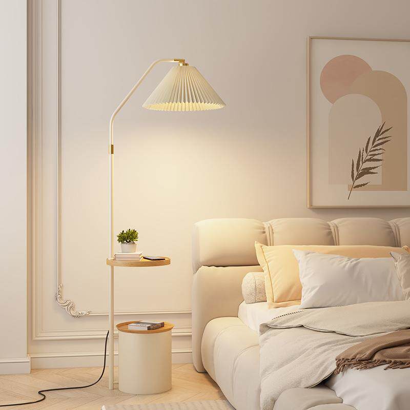 落地灯客厅奶油风沙发旁高级感卧室床头柜一体装饰氛围感边几台灯