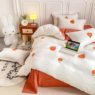 新肤洗水棉云朵绵毛巾绣四ETD件套款 三件亲套可机 学生宿舍床单款