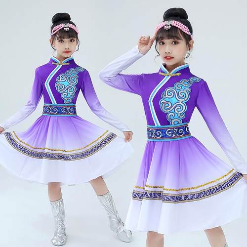 高档儿服童蒙古舞蹈演出服少数民族服蒙六族筷子舞一舞台表演装男