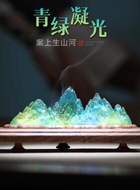 高级青绿琉璃香台线香香盒香插香座沉香檀香熏香炉底座室内装饰品